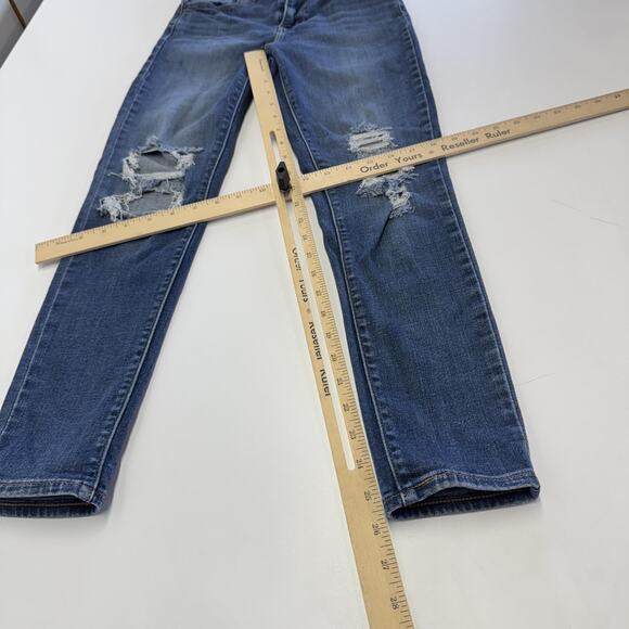 Levis Jeans Womens 26 Blue Distressed Ripped Stretch 721 High Rise Skinny Ankle - Picture 9 of 9